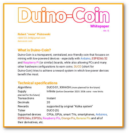 The whitepaper of the Duinocoin (DUCO)